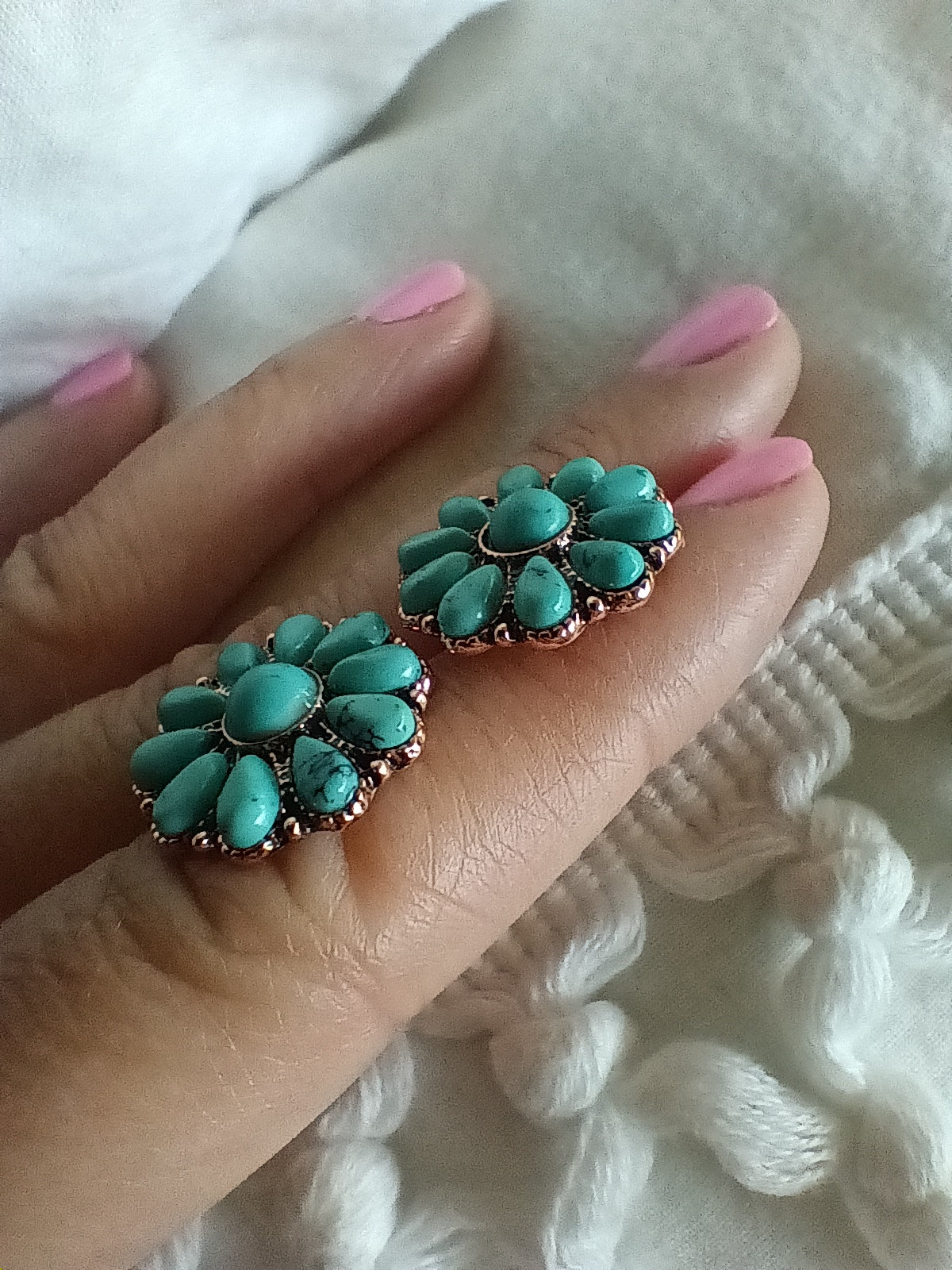 Antique Copper Colored Metal Stud Earring