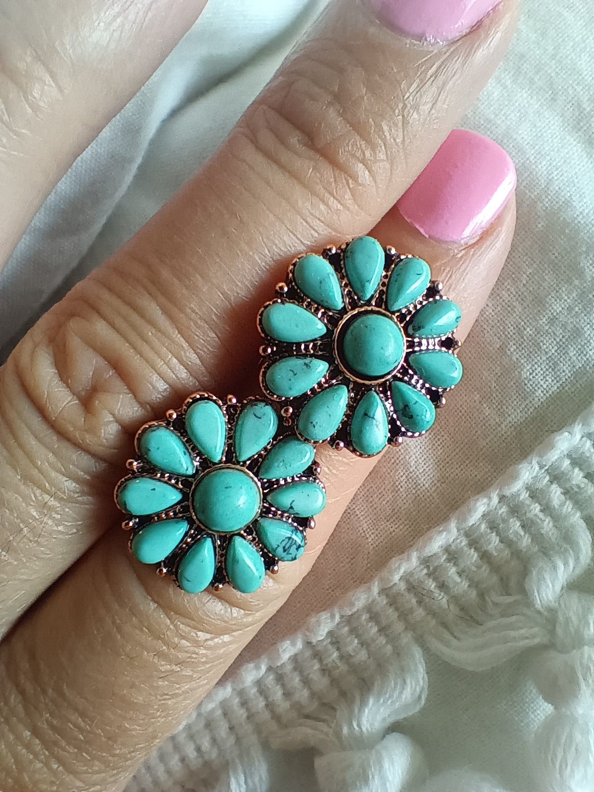 Antique Copper Colored Metal Stud Earring