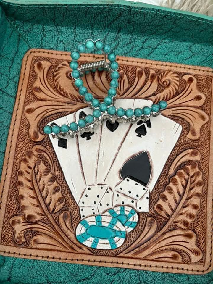 Small turquoise hair clip