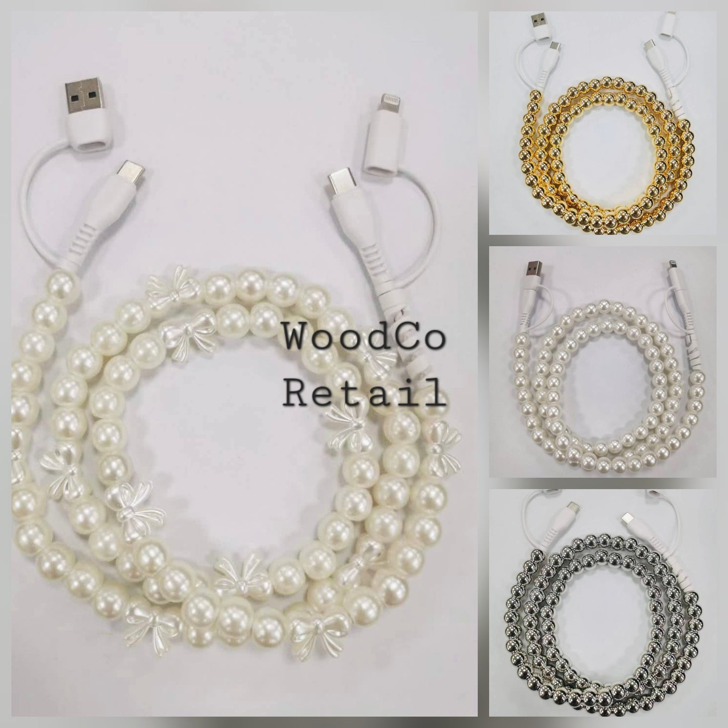 Beaded charging cable