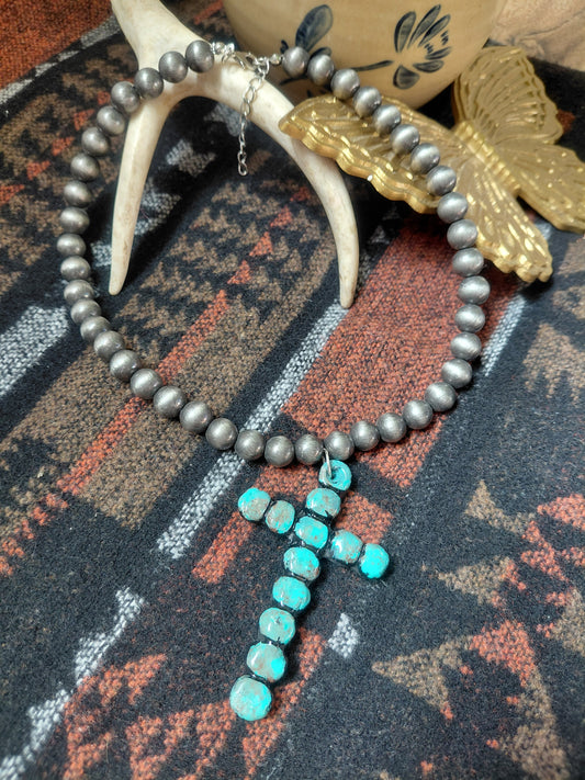 Turquoise Trail Cross Necklace